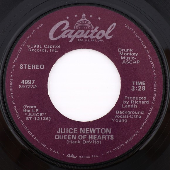 Juice Newton, Queen Of Hearts/ River Of Love 1981 45 rpm 7" Single Vinyl Record - Picture 3 of 8